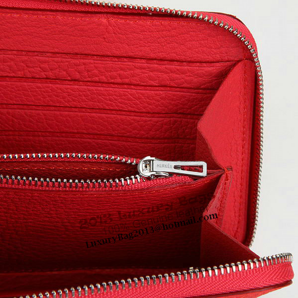 Hermes Zipper Wallet Original Leather A309 Light Red