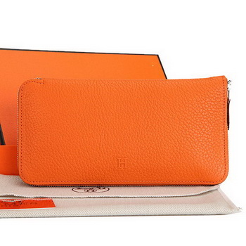 Hermes Zipper Wallet Original Leather A309 Orange