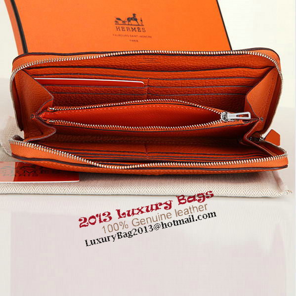 Hermes Zipper Wallet Original Leather A309 Orange