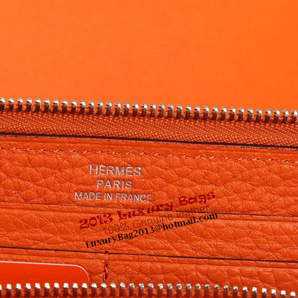 Hermes Zipper Wallet Original Leather A309 Orange