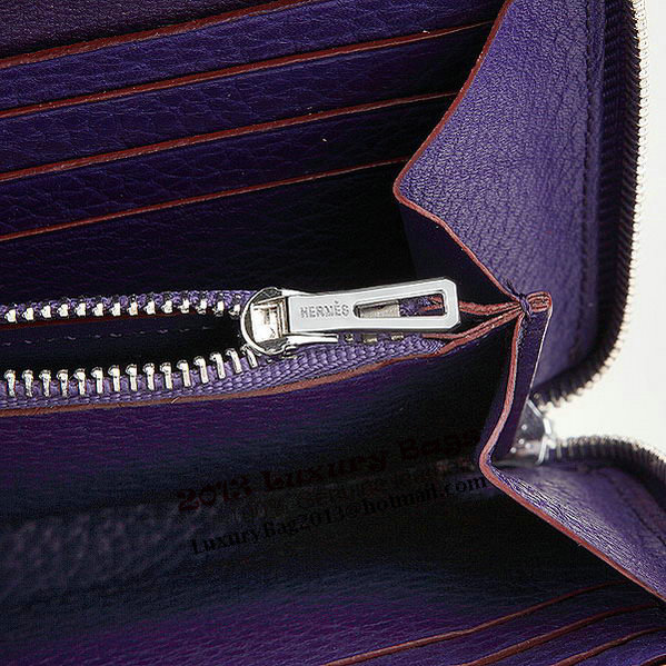 Hermes Zipper Wallet Original Leather A309 Purple