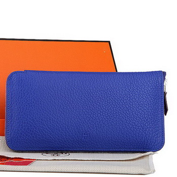 Hermes Zipper Wallet Original Leather A309 RoyalBlue