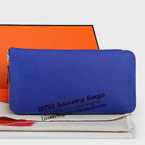 Hermes Zipper Wallet Original Leather A309 RoyalBlue