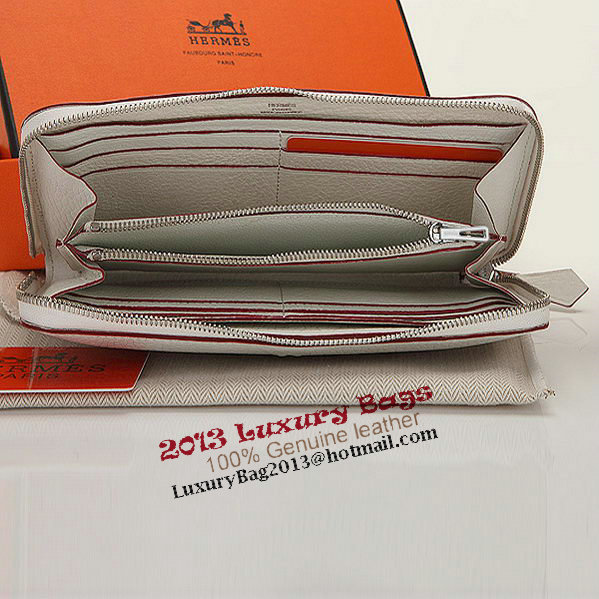 Hermes Zipper Wallet Original Leather A309 White