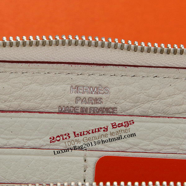 Hermes Zipper Wallet Original Leather A309 White