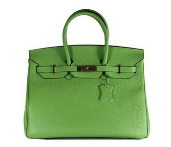 Hermes Birkin 35CM Tote Bag Green Clemence Leather H6089 Gold