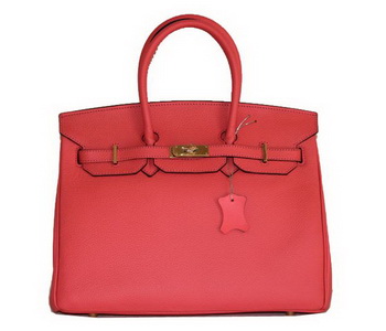 Hermes Birkin 35CM Tote Bag Light Red Clemence Leather H6089 Gold