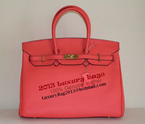 Hermes Birkin 35CM Tote Bag Light Red Clemence Leather H6089 Gold