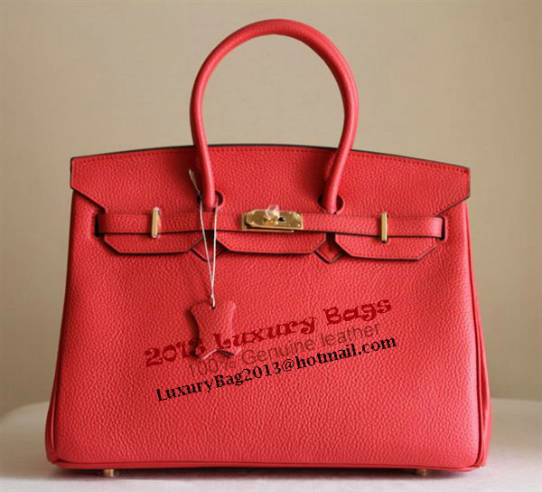 Hermes Birkin 35CM Tote Bag Red Clemence Leather H6089 Gold