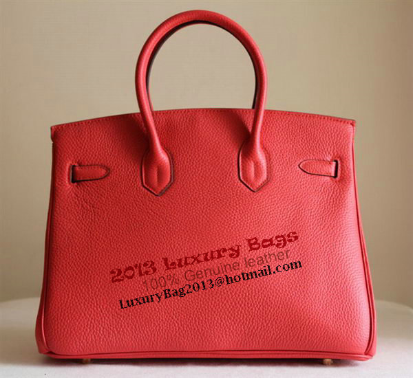 Hermes Birkin 35CM Tote Bag Red Clemence Leather H6089 Gold