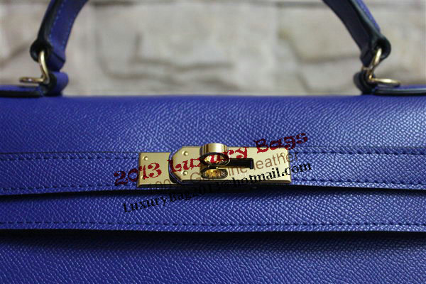 Hermes Kelly 32cm Shoulder Bag Blue Saffiano Leather K32 Gold