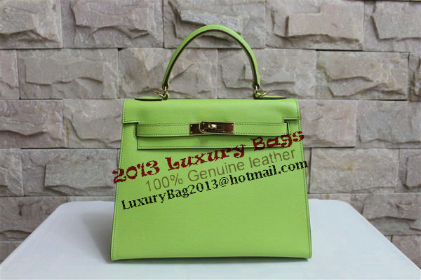 Hermes Kelly 32cm Shoulder Bag Green Saffiano Leather K32 Gold