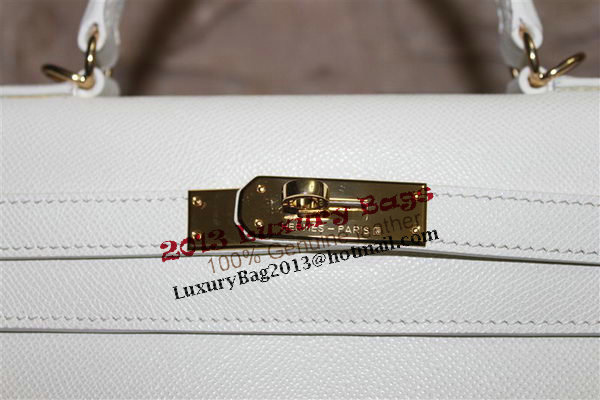 Hermes Kelly 32cm Shoulder Bag White Saffiano Leather K32 Gold