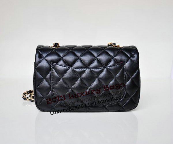 Chanel mini Classic Flap Bag Black Sheekskin 1117 Gold