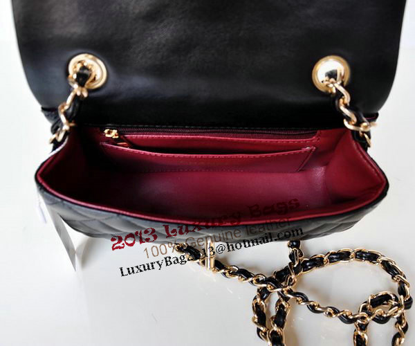 Chanel mini Classic Flap Bag Black Sheekskin 1117 Gold