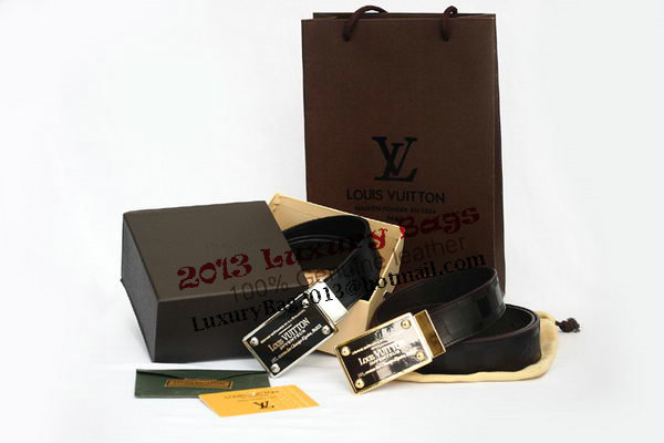 Louis Vuitton Black Leather Belt LV2054