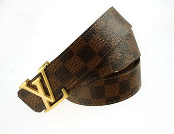 Louis Vuitton Damier Ebene Canvas Belt LV207 Gold