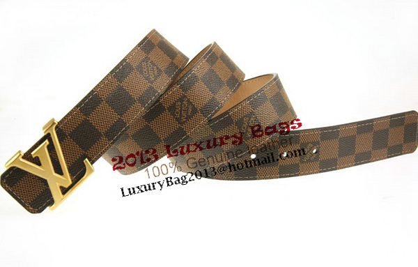 Louis Vuitton Damier Ebene Canvas Belt LV207 Gold