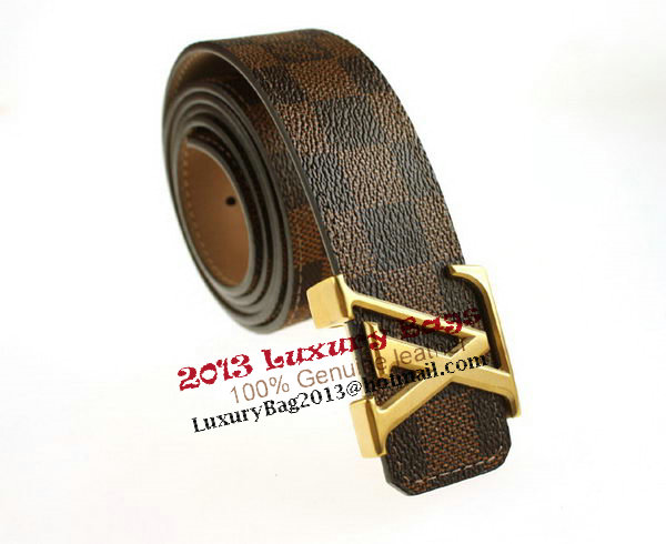 Louis Vuitton Damier Ebene Canvas Belt LV207 Gold