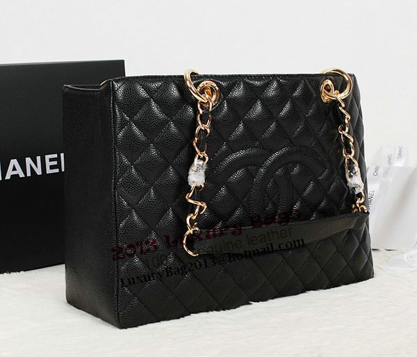 Chanel A50995 Black Original Leather Shoulder Bag Gold