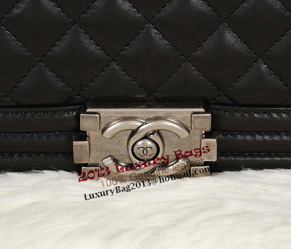 Chanel Black Sheppskin Leather Le Boy Flap Shoulder Bag A67086 Silver