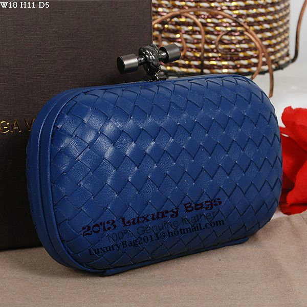 Bottega Veneta Intrecciato Sheepskin Impero Ayers Knot Clutch 11308 RoyalBlue