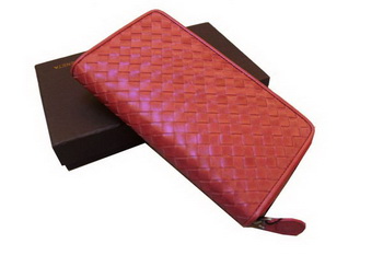 Bottega Veneta Intrecciato Nappa Zip Around Wallet 17004 Light Red