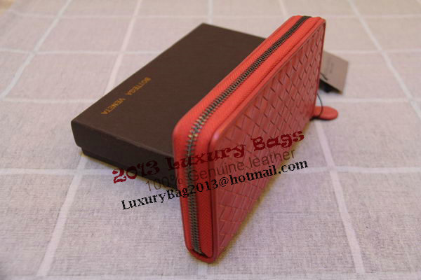 Bottega Veneta Intrecciato Nappa Zip Around Wallet 17004 Light Red