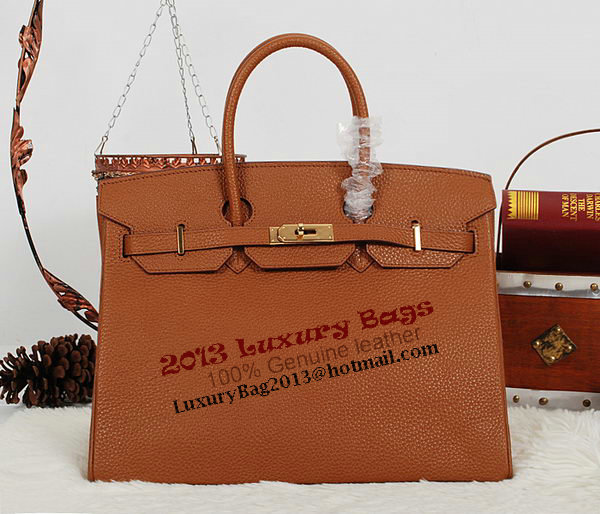 Hermes Birkin 35CM Tote Bag Camel Clemence Leather H35 Gold