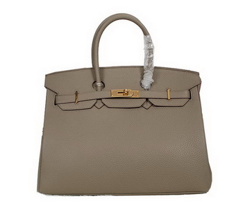 Hermes Birkin 35CM Tote Bag Gray Clemence Leather H35 Gold