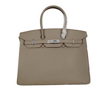 Hermes Birkin 35CM Tote Bag Gray Clemence Leather H35 Silver