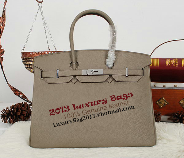 Hermes Birkin 35CM Tote Bag Gray Clemence Leather H35 Silver