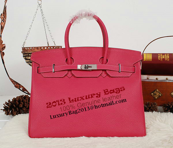 Hermes Birkin 35CM Tote Bag Rose Clemence Leather H35 Silver