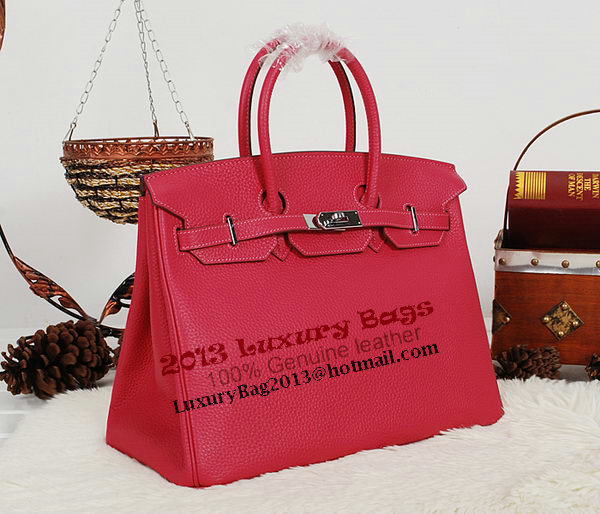 Hermes Birkin 35CM Tote Bag Rose Clemence Leather H35 Silver