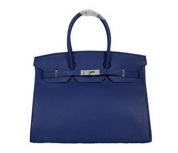 Hermes Birkin 35CM Tote Bag RoyalBlue Clemence Leather H35 Silver