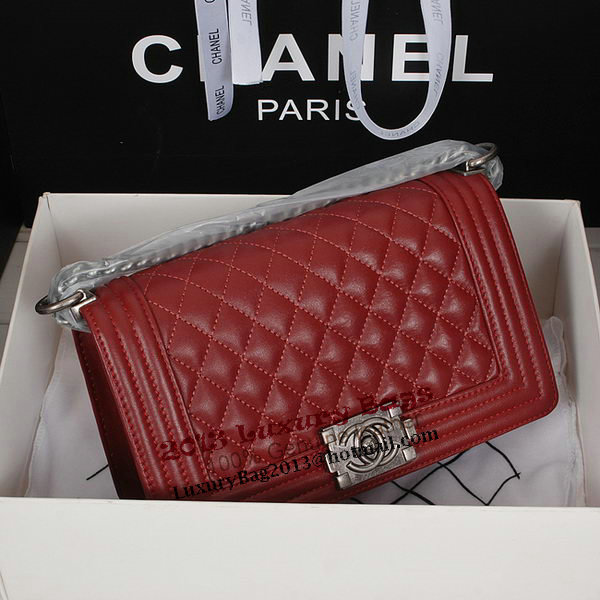 Boy Chanel Flap Shoulder Bag in Sheepskin Leather A58500 Maroon