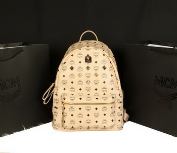 MCM Stark Backpack Jumbo in Calf Leather 8006 Apricot