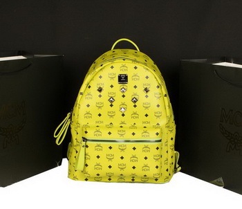 MCM Stark Backpack Jumbo in Calf Leather 8006 Lemon