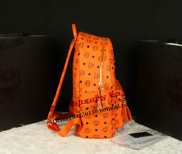 MCM Stark Backpack Jumbo in Calf Leather 8006 Orange