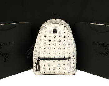 MCM Stark Backpack Jumbo in Calf Leather 8006 White