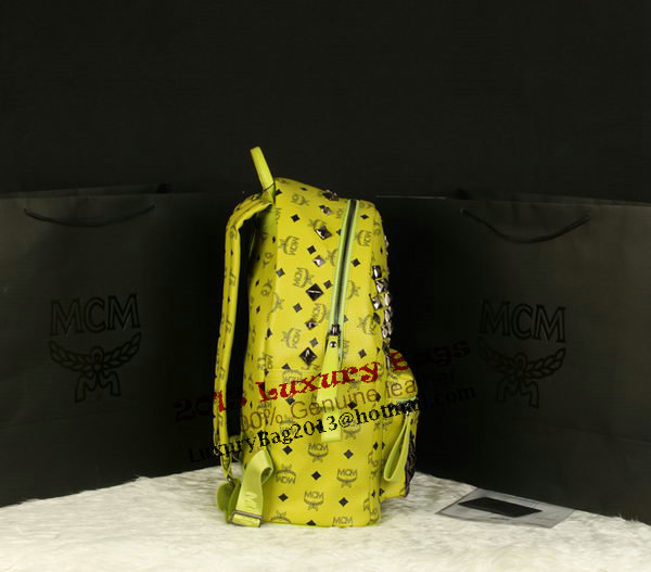 MCM Stark Backpack Jumbo in Calf Leather 8100 Lemon