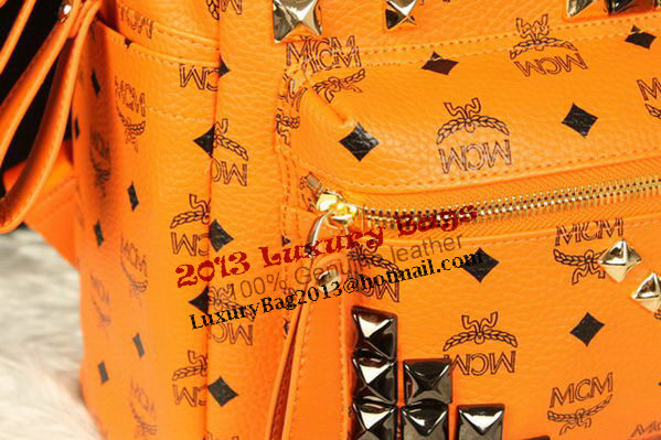 MCM Stark Backpack Jumbo in Calf Leather 8100 Orange