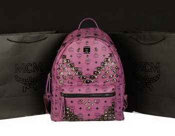 MCM Stark Backpack Jumbo in Calf Leather 8100 Purple