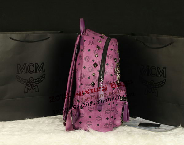 MCM Stark Backpack Jumbo in Calf Leather 8100 Purple