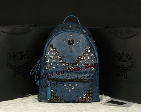 MCM Stark Backpack Jumbo in Calf Leather 8100 RoyalBlue