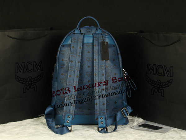 MCM Stark Backpack Jumbo in Calf Leather 8100 RoyalBlue