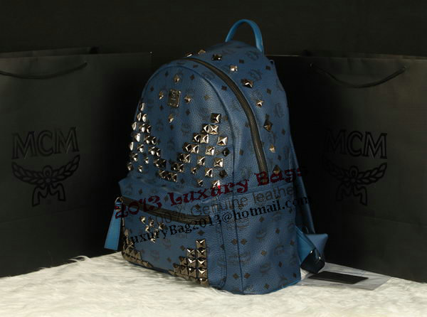 MCM Stark Backpack Jumbo in Calf Leather 8100 RoyalBlue