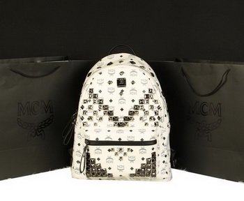 MCM Stark Backpack Jumbo in Calf Leather 8100 White