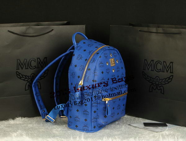 MCM Stark Backpack Large in Calf Leather 8004 Blue