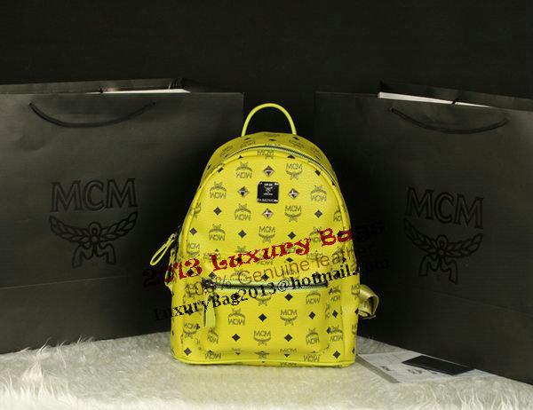 MCM Stark Backpack Large in Calf Leather 8004 Lemon